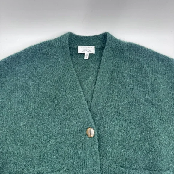 & Other Stories Alpaca Blend Boxy Cardigan Green Oversized Pocket Sweater XS - Picture 6 of 8